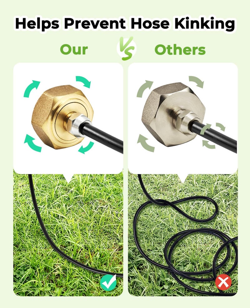 HOMENOTE US Standard Faucet Adapter, 3/4'' to 1/4'' Hose Adapter, Convert 3/4" Female Hose Thread Bib to 1/4" Tubing, 2 Brass Adapters with 4 Washers - Image 4